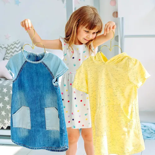 Vista 8 de 5 perchas de nube para ropa de niños, perchas de metal antideslizantes para niños, ropa para niños, suéter