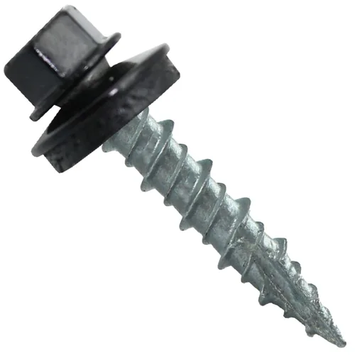 Vista 190 de Tornillos para techos de metal gris ABC 10 x 1 - Cabezal hexagonal - Arandela EPDM - Arandela de arranque automático/roscado - 1 bolsa - 250