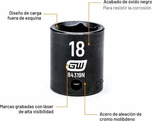 Vista 3 de GearWrench 84916N juego de llaves de impacto SAE/métrico 3/8 pulgadas (44 piezas)