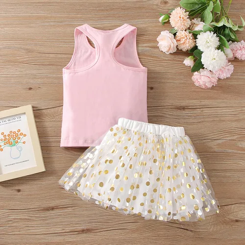 Vista 6 de Vestido de princesa de cumpleaños para niñas pequeñas, chaleco sin mangas, falda tutú de malla con lunares