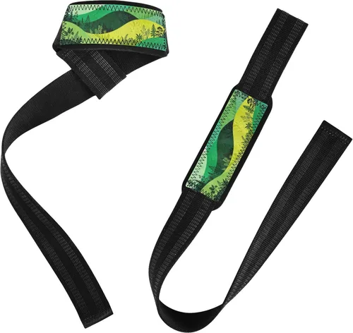 Vista 2 de Green Gradient forests Lifting Wrist Strap 26" Neoprene Padded Pair of Gym Straps for Weightlifting, Bodybuilding, Powerlifting, Strength Training