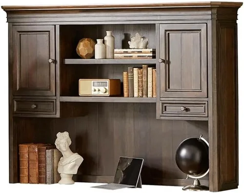 Vista 4 de Martin Furniture IMSA682 Executive Hutch con puertas de madera, totalmente montado, marrón