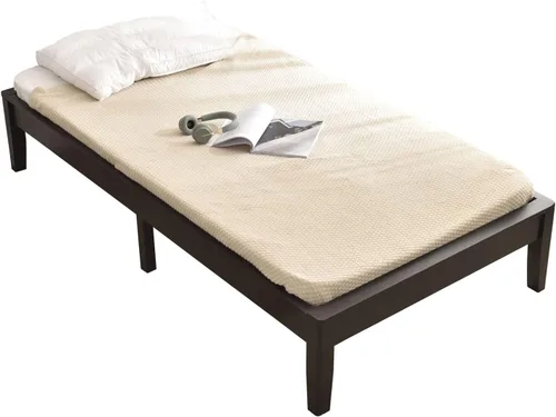 Vista 12 de Better Home Products Stella - Marco de cama individual de madera de pino maciza, color caoba