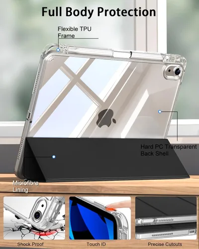 Vista 7 de Compatible con iPad (A16) de 11ª generación de 11 pulgadas 2025, funda para iPad de 10.9 pulgadas 2022, parte trasera transparente y cubierta