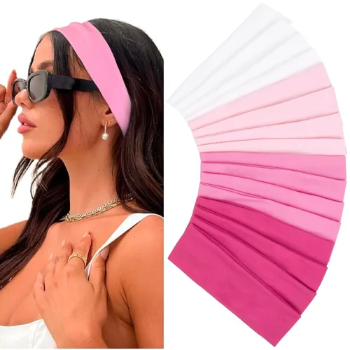 Vista 13 de Diademas elásticas antideslizantes de tela suave para mujer, paquete de 16 unidades, para yoga, correr, accesorios deportivos para el cabello
