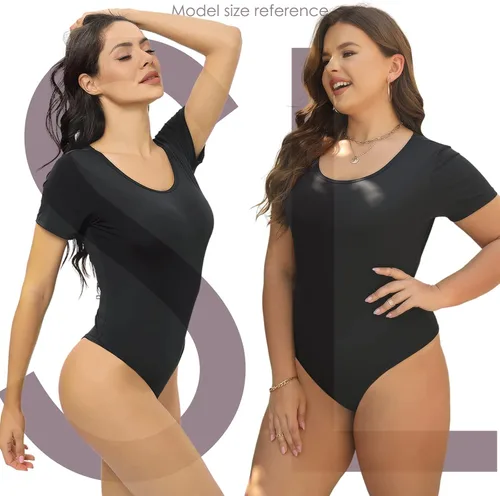 Vista 4 de jstarloves Women's Scoop Neck Short Sleevee Bodysuits Shapewear