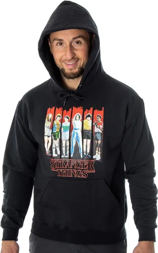 Vista 3 de Seven Times Six Stranger Things Adult Men's Blurred 6 Character Team Panel Sweatshirt Pullover Hoodie