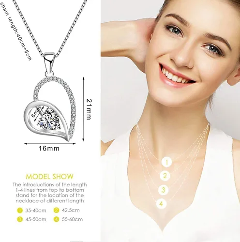 Vista 7 de Aprilery Locket Necklaces for Women, Dainty Initial Pearl Crystal Heart Pendant Necklaces Silver Chain Costume Jewelry for Teen Girls Gifts for Her