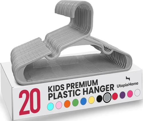 Vista 35 de Utopia Home - Perchas para niños, paquete de 20 perchas para armario de bebé de 11.5 pulgadas, color rosa bebé Perchas de plástico para bebés Se