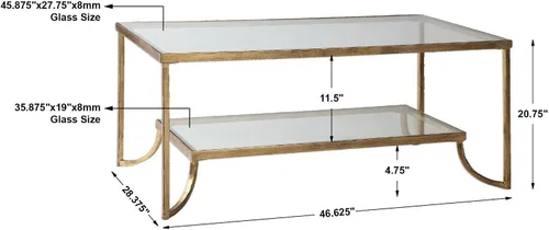 Vista 3 de Uttermost, Mesa de centro Gold Katina