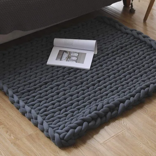 Vista 4 de Hilo grueso para tejido de brazo gigante para manta de nudo trenzado, hilo grueso jumbo tuerce tubular Ya rn suave extra grueso Yar n, tejido Gris