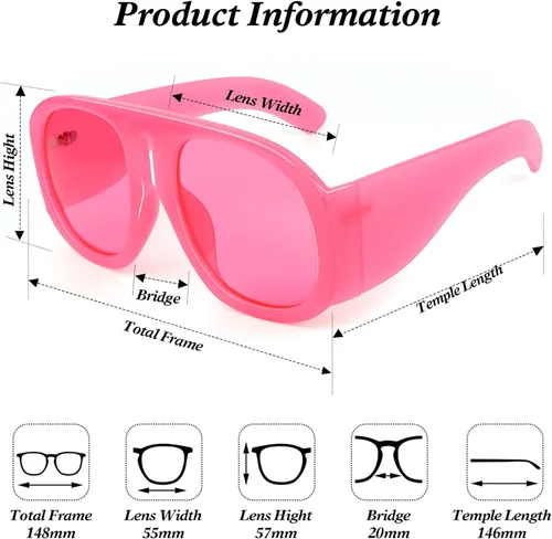 Vista 6 de MuagoChic MC2303 - Gafas de sol cuadradas de gran tamaño para mujer y hombre, estilo aviador, montura grande, gruesas, clásicas, para hombre