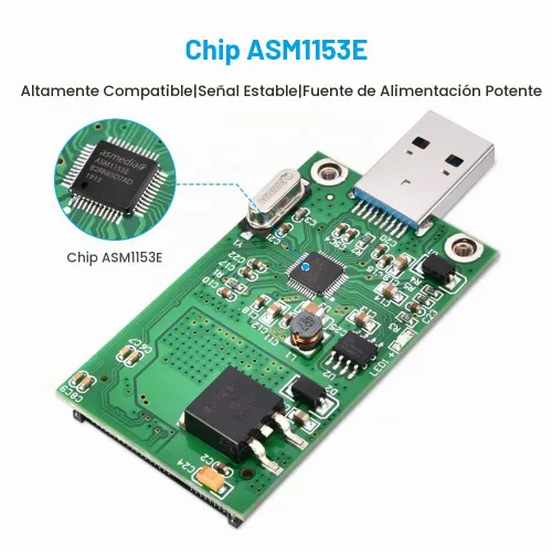 Vista 3 de ELUTENG Adaptador mSATA a USB 3.0 - Convertidor Mini SATA como Unidad Flash Portátil Disco Duro Externo (No Se Necesita Cable) Carcasa SSD mSATA