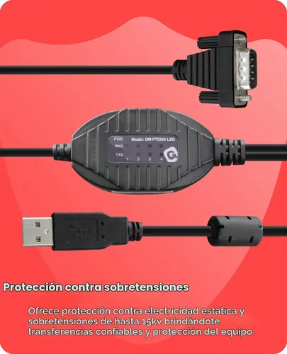 Vista 5 de Gearmo Adaptador RS-232 de 4 puertos a USB con indicadores LED, 5 pies de longitud, chipset FTDI, protección ESD, compatible con Windows/macOS/Linux