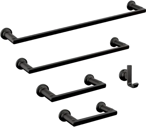 Vista 2 de Delta Soporte de papel higiénico giratorio Negro mate Soporte de pared Accesorios de baño Tetra