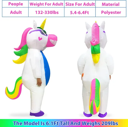 Vista 4 de Camlinbo Halloween Inflatable Unicorn Costume for Adults Women Men Full Body Blow up Halloween Costumes Party Cosplay