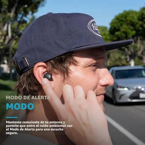 Vista 7 de JLab Go Air Pop+ Auriculares Bluetooth inalámbricos verdaderos en negro más puntas de auriculares mnemónicos de espuma de nube