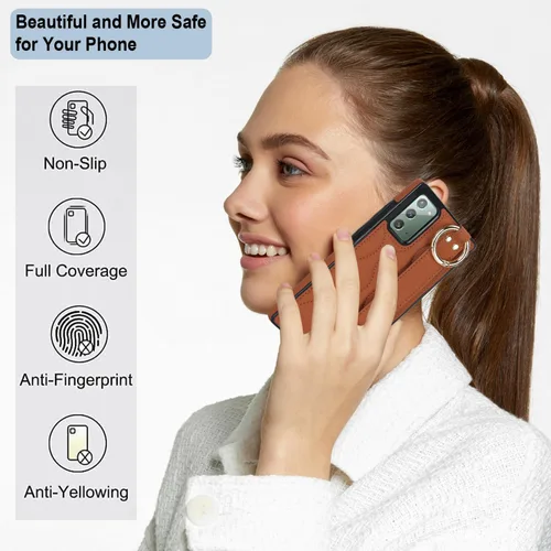 Vista 8 de Asuwish Funda de teléfono para Samsung Galaxy Note 20 5G con protector de pantalla y correa para la muñeca, soporte de pulsera, anillo de silicona