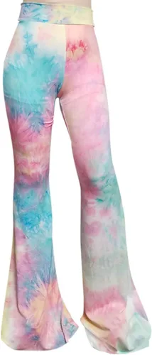 Vista 44 de ShopMyTrend - Pantalones de yoga largos con piernas anchas y acampanadas estilo palazzo, con cintura alta, para mujer