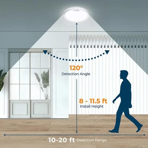 Vista 3 de BLNAN Lámpara de techo con sensor de movimiento con cable, 8.7 pulgadas, 3000 K, 4000 K, 5000 K, seleccionable, lámpara LED de montaje empotrado
