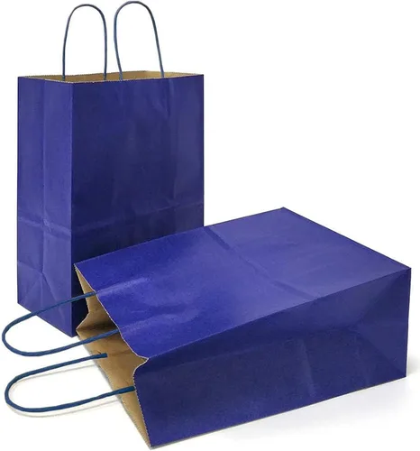 Vista 11 de AZOWA Bolsas de regalo mini de papel kraft con asas (Azul claro, 4x2.4x6, 25 piezas) Blue Color, Kraft Paper, Mini Size, 25 Pieces, Party Bags
