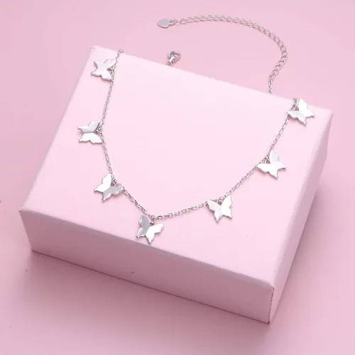 Vista 4 de Gargantilla ajustable de plata de ley S925 con colgante, joyería para mujeres y niñas.