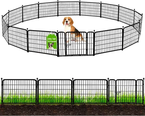 Vista 8 de ADAVIN Cercas y Bordes de Jardín de 32 Pulgadas (Alto), 1 Puerta + 3 Paneles Cerca para Perros Exterior para Patio, Cerca Barrera de Metal de Hierro