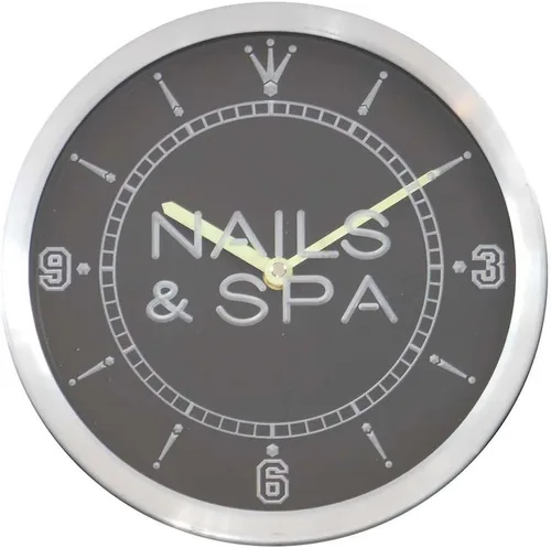Vista 2 de ADVPRO nc0313-b Reloj de pared LED con letrero de neón para salón de belleza Nails & Spa