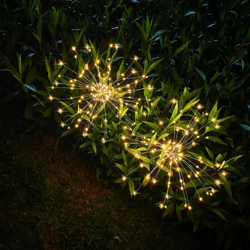 Vista 5 de JJGoo - Farolas solares con efecto de fuego, juego de 2, 135 LEDs, 2 modos de iluminación, luces solares para jardín al aire libre, impermeables