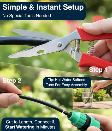 Vista 3 de DBR Tech® Tubo de riego por goteo de 1/4, 100 pies, manguera flexible de riego por goteo de plástico PVC para jardinería, nebulización, hidroponía