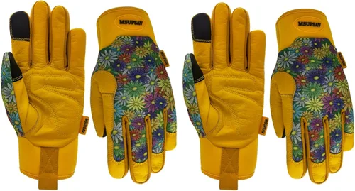 Vista 20 de Guantes de jardinería a prueba de espinas y resistentes a pinchazos con agarre, guante de jardín para mujer, regalos de cuero para trabajo