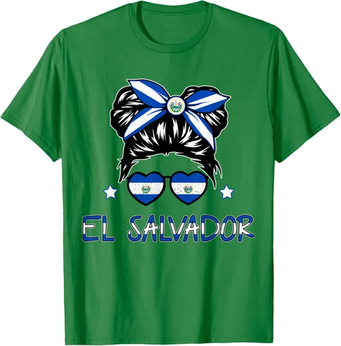 Vista 5 de Camiseta de El Salvador para Niñas Bandera Patrimonio Hispano Salvadoreño