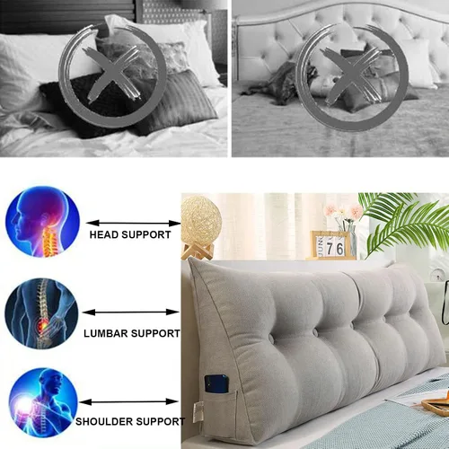 Vista 3 de Almohada triangular de lectura para reposo en cama, cojín grande para cabecero, respaldo, almohada de cuña para adultos, soporte lumbar