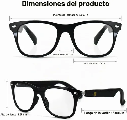 Vista 3 de Gafas inteligentes con audio Bluetooth de oreja abierta y filtrado Negro
