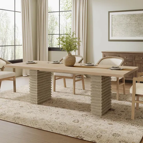 Vista 11 de WILLIAMSPACE Mesa de Comedor Extensible de Madera de 106" para 8 a 12, Mesa de Cocina Rectangular Rústica Campestre, Mesa de Comedor Grande