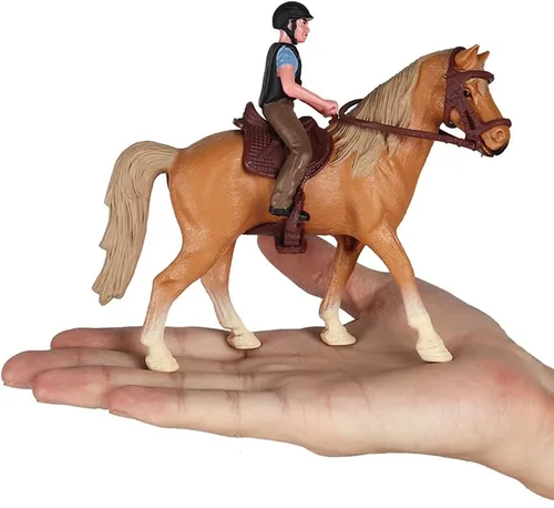 Vista 2 de RCOMG Juego de juguetes de caballo con vaquero, juguetes de rodeo occidental para niñas y niños, jinete de club de caballos Farm World con figuras