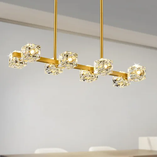 Vista 16 de Lámpara de techo de cristal Sputnik dorada, lámpara de montaje Dorado-4 luces