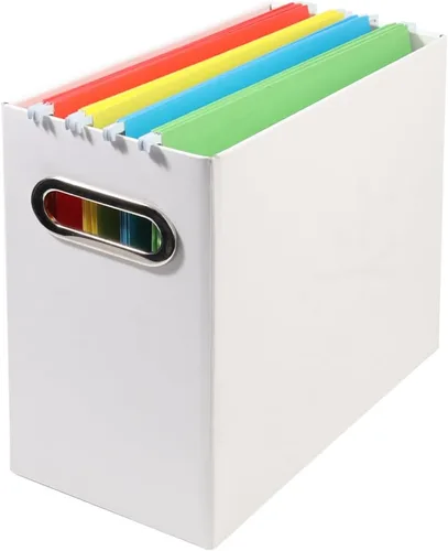 Vista 16 de Caja organizadora de archivos plegable con asa, 12.20 x 5.11 x 9.84 pulgadas, organizador de archivos para el hogar u oficina, pequeña caja de Negro