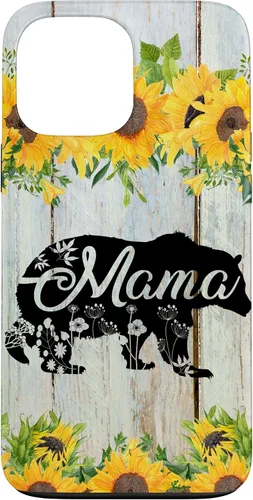 Vista 24 de Mama Bear Rustic Woodgrain Sunflowers Farmhouse Country Mom Case for iPhone 17
