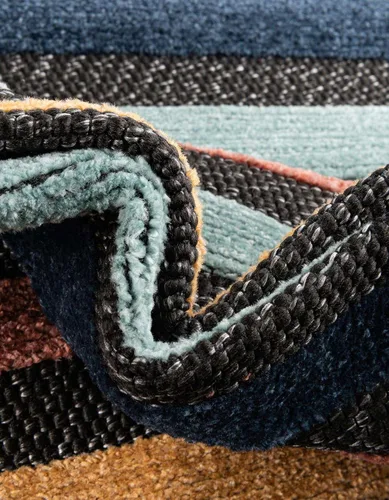 Vista 6 de Unique Loom Belize Outdoor Collection - Alfombra rectangular de 2 x 3 pies 1 pulgada, color carbón y azul claro
