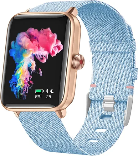Vista 7 de Lamshaw GT01 - Correa elástica para reloj inteligente, banda elástica para mujer, linda correa de repuesto compatible con Dirrelo GT01 / LETSCOM