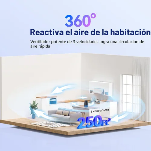 Vista 2 de Purificadores de aire para dormitorio del hogar, filtro HEPA 3 en 1 para mascotas, caspa, polvo, polen, humo, olores, limpiador de aire silencioso