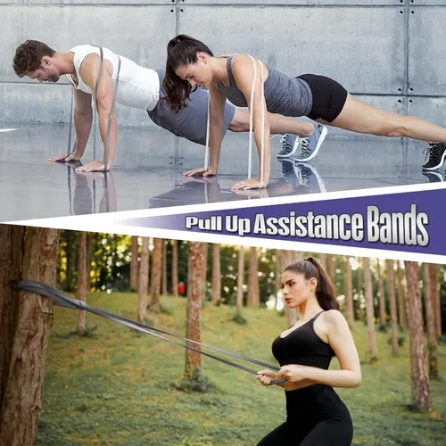 Vista 5 de Bandas de resistencia para asistencia en dominadas, juego de 5 bandas de resistencia de alta resistencia para estiramiento, bandas de fitness