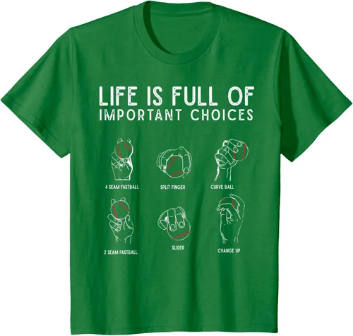 Vista 52 de Tipos de béisbol Pitches Life Choices Jugador Camiseta