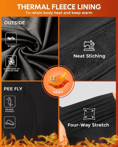 Vista 5 de CL convallaria 2 Pack Long Johns Thermal Underwear for Men Soft Fleece Lined Base Layer Cold Weather Set XS-4XL