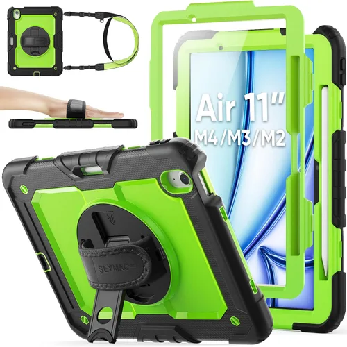 Vista 13 de SEYMAC stock Funda protectora para iPad Air de 11 pulgadas M3 2025/M2 2024 (Air 7ª/6ª generación), funda resistente con protector de pantalla