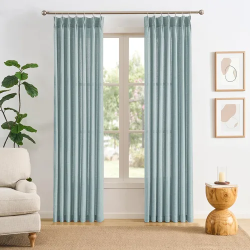Vista 16 de RAIN CITY - Juego de 2 cortinas de 45 pulgadas de largo con plisado con pellizco, cortinas semitraslúcidas para dormitorio, cuarto de bebé