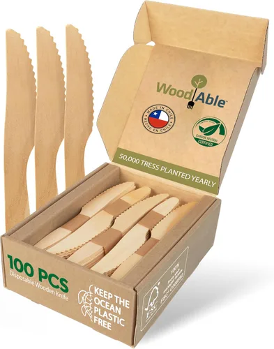 Vista 12 de Juego de cubiertos de madera desechables – 100% compostable para el hogar – 100 tenedores de 6.5 pulgadas, utensilios de bambú alternativos
