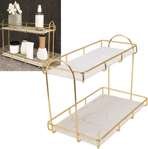 Vista 6 de Organizador debajo del fregadero, organizador de baño, estante de almacenamiento de cosméticos de gran capacidad de 2 niveles, estante