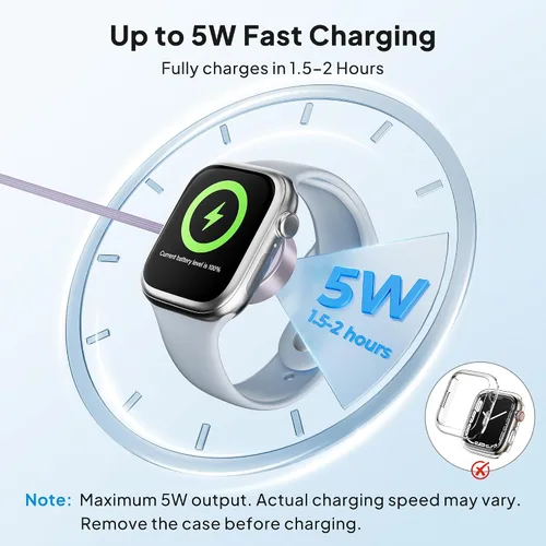 Vista 2 de Elebase Cable de carga para Apple Watch Ultra 4, adaptador de carga Púrpura